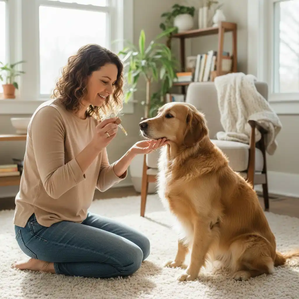 Administration du CBD chez le chien avec une pipette