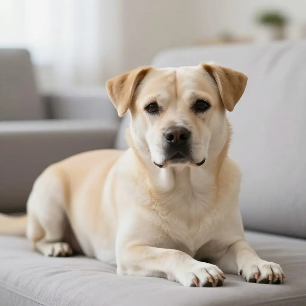 CBD pour chien : chien détendu dans un environnement calme et sécurisé