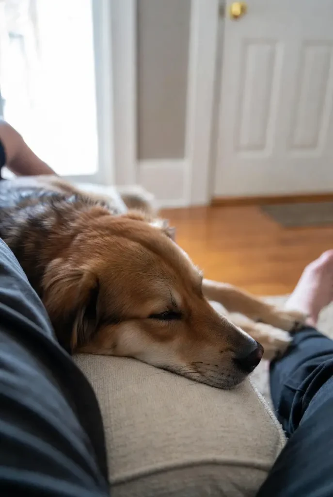 Chien détendu dans un environnement calme