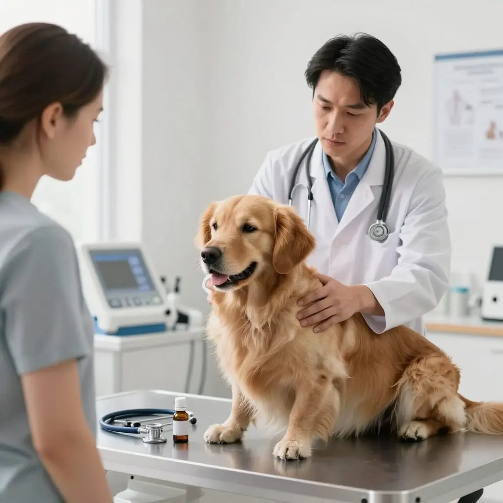 Vétérinaire expliquant les effets du CBD chez le chien.