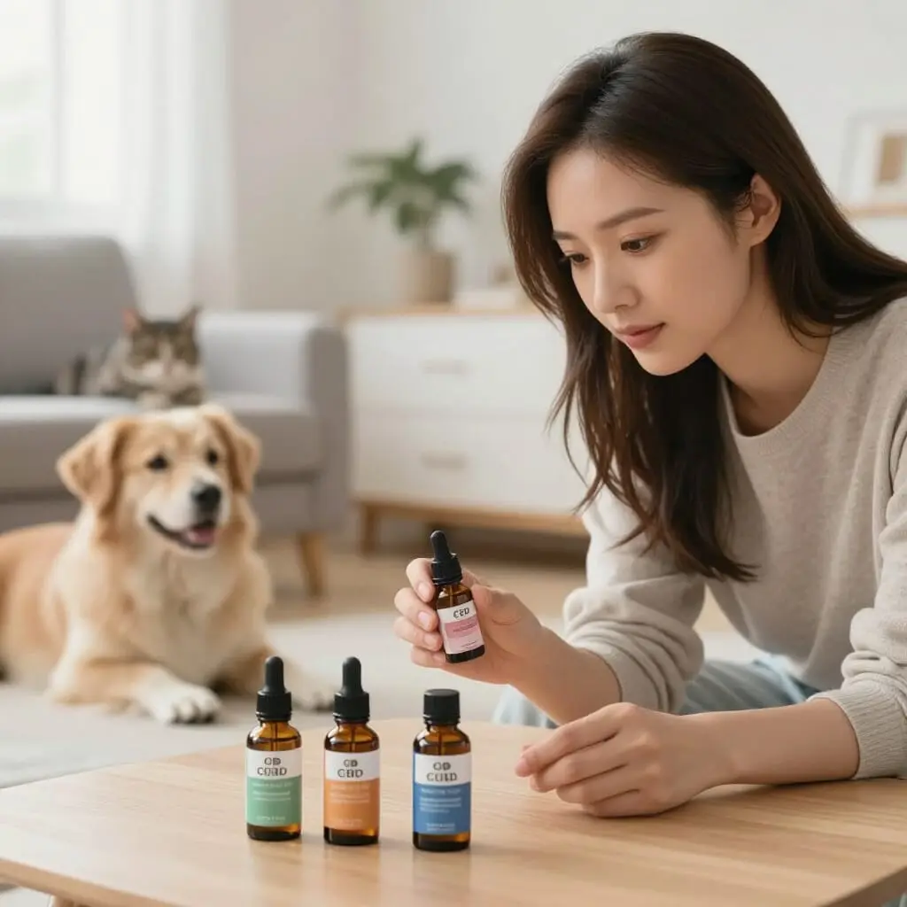 Comparaison de plusieurs huiles de CBD avant achat.