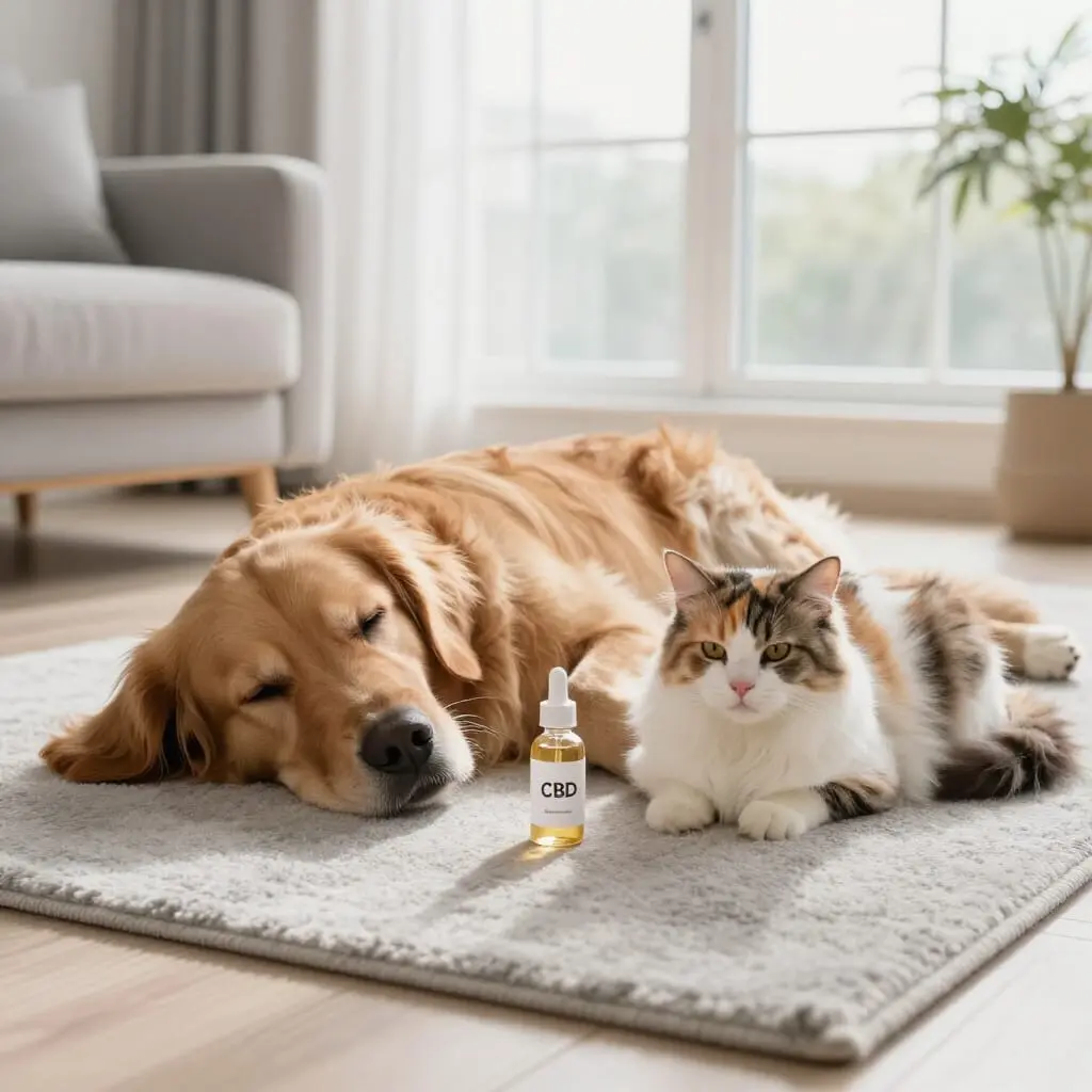 Chien et chat détendus après une séance de repos.