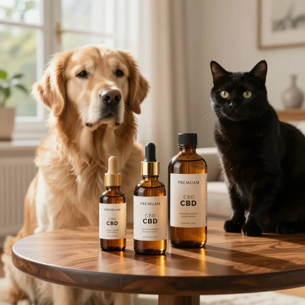 Huiles de CBD destinées aux chiens et aux chats.