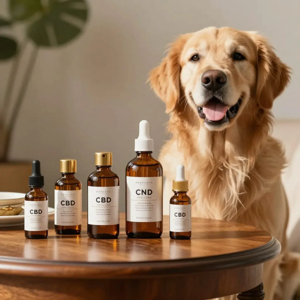 Sélection d'huiles de CBD pour chiens.